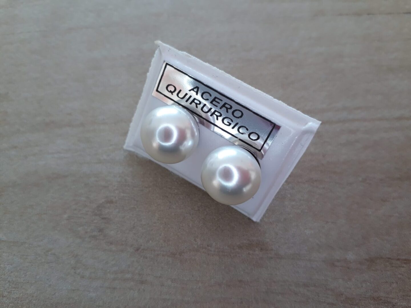 ARO DE ACERO PERLA PEGADA COLOR BLANCO 10 MM