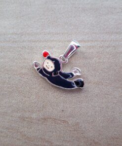 DIJE DE ACERO BLANCO  ASTRONAUTA ESMALTADO 20 X 10 MM