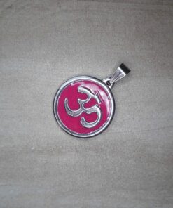 DIJE DE ACERO MEDALLA ESMALTADA 23 MM FUCSIA OHM