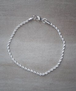 PULSERA DE ACERO BLANCO  SOGA 0.5. LARGO 19 CM