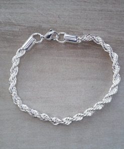 PULSERA DE ACERO BLANCO  SOGA 1.0. LARGO 20 CM