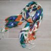 PASHMINA HINDU FONDO BLANCO CON PINCELADAS EN COLOR 60X180CM.