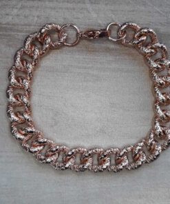 PULSERA DE ACERO ROSE GRUMET TRABAJADA.