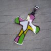 DIJE DE ACERO CRUZ ESMALTADA 33 X 45 MM