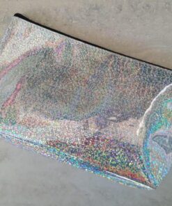 PORTACOSMETICO BRILLOS TORNASOL PLATEADO PLASTIFICADO 23 X 13 X 5 CM..