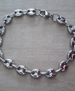 PULSERA DE ACERO ESLABÓN ESTILO GUCCI . LARGO 21 CM