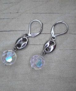 ARO DE ACERO BRISURA CON PIEDRA FACETADA CON ESLABÓN GUCCI. LARGO TOTAL 38 MM