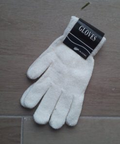 GUANTE DE CHENILLE IMPORTADO COLOR BLANCO.