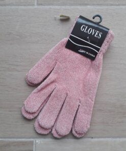 GUANTE DE CHENILLE IMPORTADO COLOR ROSA.