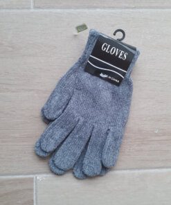 GUANTE DE CHENILLE IMPORTADO COLOR GRIS.