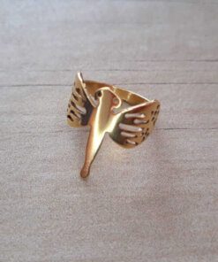 PACK 6 UNIDADES DE ANILLOS DE ACERO DORADO LIBÉLULA CALADA