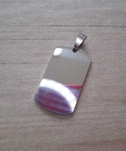 DIJE DE ACERO MEDALLA PARA GRABAR PULIDO AMBAS CARAS. 20 X 35 MM- ESPESOR 1,5 MM.