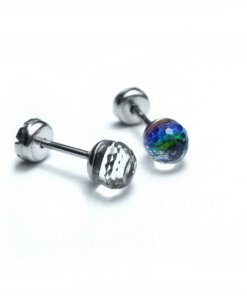 ABRIDOR DE ACERO BOLITA SIMIL CRISTAL DE ROCA TORNASOL 4MM