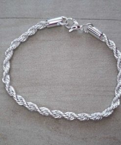 PULSERA DE ACERO BLANCO  SOGA 0.8. LARGO 19 CM