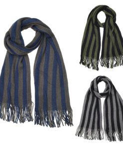 Bufanda hombre rayado bicolor con flecos 22x160 cm x1u