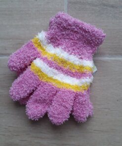 GUANTE INFANTIL PIEL DE MONO RAYADO COLOR FUCSIA