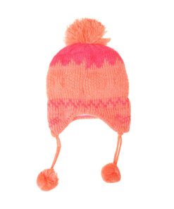 GORRO COYA INFANTIL NENA, 2 a 4 AÑOS SALMÓN CON INTERIOR MICRO POLAR Y POMPÓN