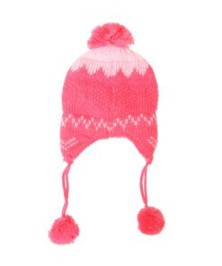 GORRO COYA INFANTIL NENA, 2 a 4 AÑOS FUCSIA CON INTERIOR MICRO POLAR Y POMPÓN