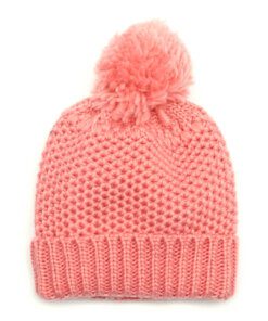 GORRO TEJIDO DAMA TRAMA PANAL COLOR ROSA CON POMPÓN