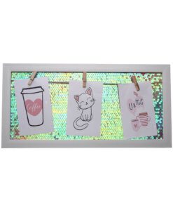 Portarretratos cuadro lentejuela 3 fotos 40x20 x1u