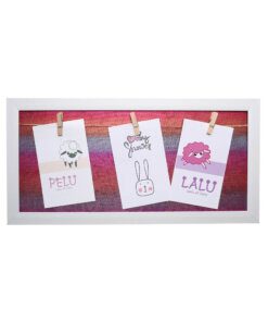 Portarretrato cuadro PU holograma multicolor 3 fotos 20x40 cm x1u