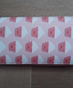 BILLETERA FICHERO SIMPLE COLOR ROSA CON CUPCAKES BLANCOS/FUCSIAS