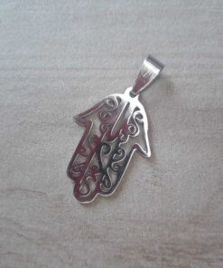 DIJE DE ACERO MANO DE FATIMA CALADA 19 X 29 MM