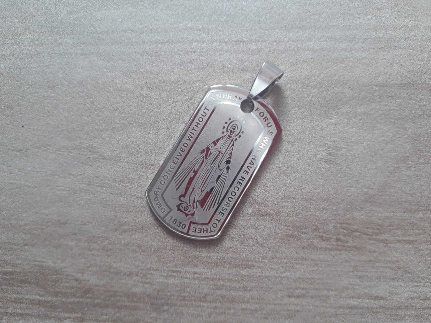 DIJE DE ACERO MEDALLA MILAGROSA 18 X 35 MM
