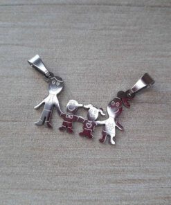DIJE DE ACERO FAMILIA CON 1 NENA Y 1 NENE. 25 X 16 MM