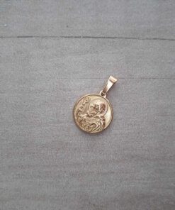 DIJE DE ACERO DORADO MEDALLA DE SAN BENITO 12 MM