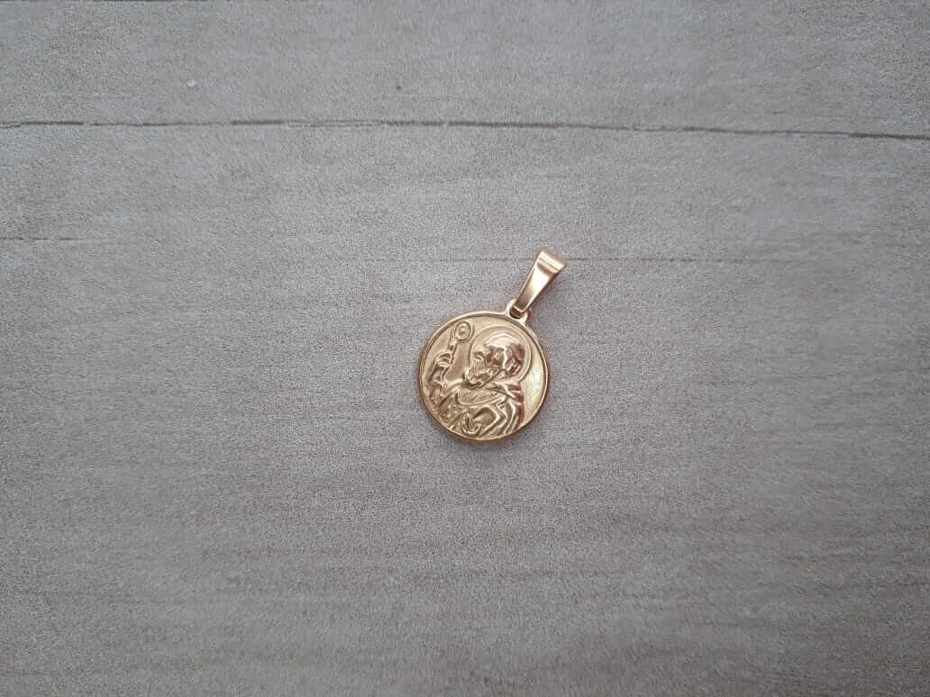 DIJE DE ACERO DORADO MEDALLA DE SAN BENITO 12 MM