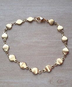 PULSERA DE ACERO DORADO CHAPITAS 6 MM. LARGO 18 CM