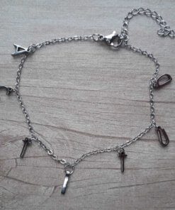 PULSERA DE ACERO ESPEJITO CON LETRAS FORMANDO FRASE "ACTITUD". LARGO 17,5 CM + 4 CM EXT.