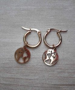ARO DE ACERO DORADO ARGOLLA 14 MM CON MUNDO