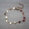 PULSERA DE ACERO DORADO ESLABÓN CONECTOR ESTRELLA. LARGO 17,5 + 4 CM EXT.