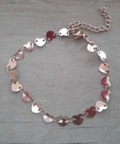 PULSERA DE ACERO DORADO ROSE ESLABÓN CONECTOR CORAZÓN. LARGO 17,5 + 4 CM EXT.