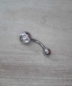 PIERCING OMBLIGO BOLITA C/STRASS. 1.6 X 10 X 5/8 MM