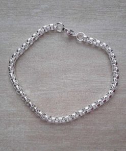 PULSERA DE ACERO BLANCO ROLO CUADRADA 4.0. LARGO 19 CM