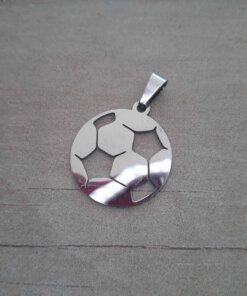 DIJE DE ACERO PELOTA DE FÚTBOL CHAPA GAJOS CALADOS. DIÁMETRO 22 MM