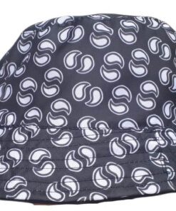 GORRO PILUSO ARABESCOS NEGRO Y BLANCO REVERSIBLE NEGRO LISO