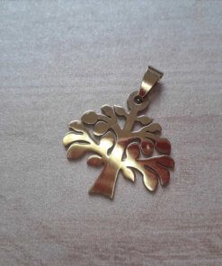 DIJE DE ACERO DORADO ÁRBOL DE LA VIDA. 25 X 30 MM