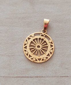 DIJE DE ACERO DORADO MEDALLA 20 MM CALADA.