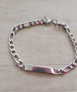 PULSERA DE ACERO FIGARO 1.6 CON CHAPA PARA GRABAR DE 6 X 26 MM. LARGO 22 CM