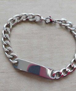 PULSERA DE ACERO GRUMET 2.3 CON CHAPA PARA GRABAR DE 9 X 31 MM. LARGO 22 CM