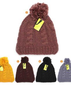 Gorro dama tejido con ochos con pompóm x1u