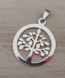 DIJE DE ACERO REDONDO ÁRBOL DE LA VIDA 17 MM