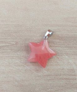 DIJE DE ACERO PIEDRA NARANJA EN FORMA DE ESTRELLA. 20 MM
