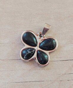 DIJE DE ACERO MARIPOSA PIEDRA NEGRA. 27 X 24 MM
