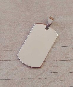 DIJE DE ACERO MEDALLA RECTANGULAR PARA GRABAR.  22 X 39 MM - ESPESOR 1 MM
