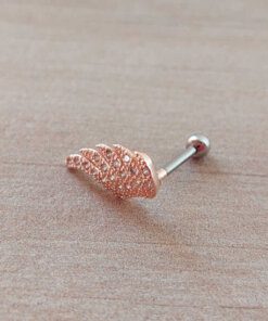 ARO ACERO ROSÉ PIERCING ALA CON STRASS. 13 MM